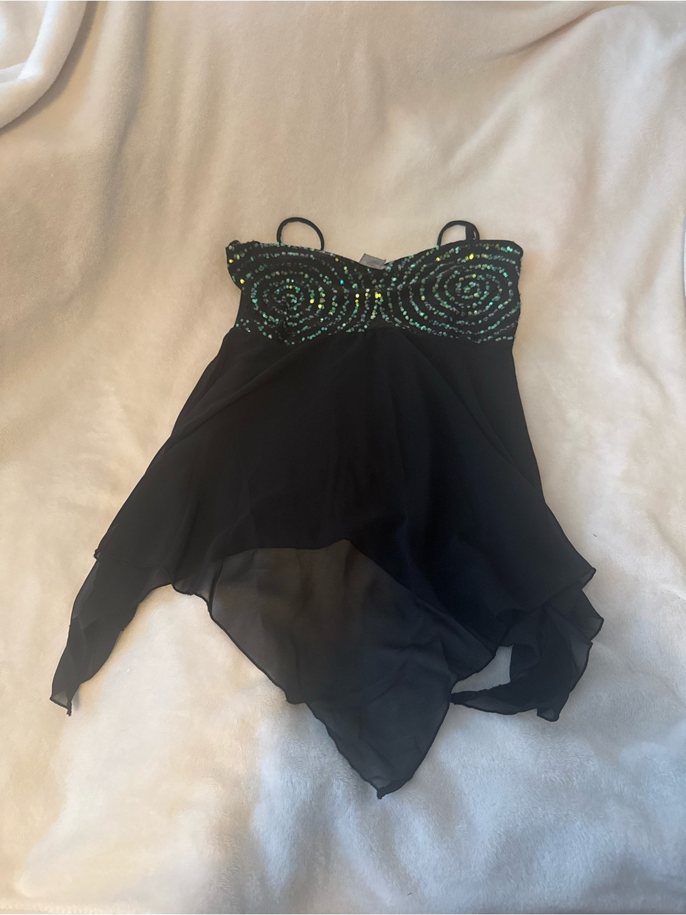 Wet Seal Black Chemise with Iridescent Green-Blue Sequin Bust